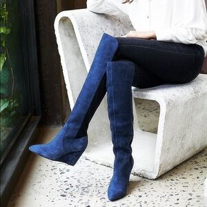 FREE PEOPLE Salina Over the Knee BOOTS Blue OTK